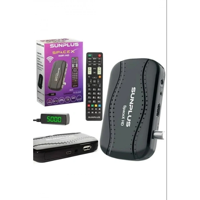 SUNPLUS SpaceX Wifi HD Dahili Wifi Dijital Uydu Alıcı Akıllı Kumandalı IP Tv Ulusal Kanallar Hediye