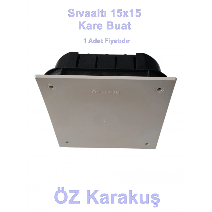 KARAKUŞ 15x15 Kare Buat ABS Plastik Sıva Altı Siyah IP20 (150x150x55)