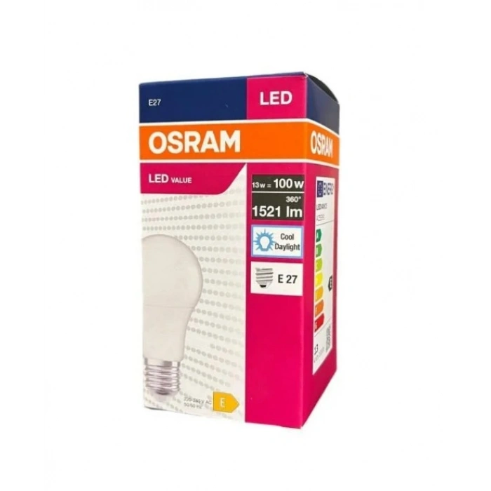OSRAM E-27 13w Led Ampul BEYAZ Işık 6500k Led Value 1521 Lm 220 Volt (13w Tüketim 100w Değerinde ışık)