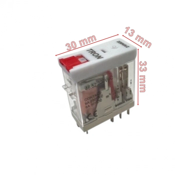 TRON 220v AC 8 Pinli Röle 2 Açık 2 Kapalı Kontaklı 8 Amper (Bobin 220 Volt 8 Kalın Soket Ayaklı Role)