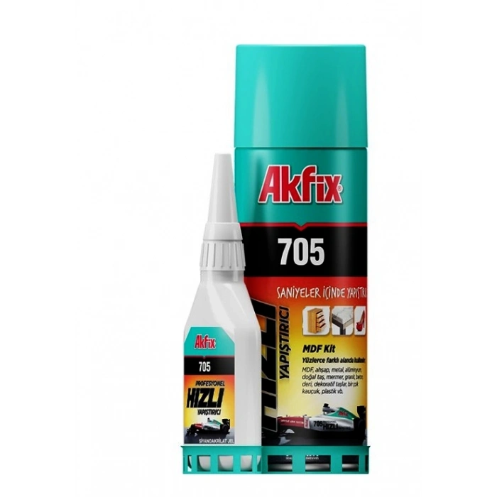 AKFİX Profesyonel Şok Hızlı Yapıştırıcı Kit 200ml + 50ml (Mdf Plastik Porselen Gibi Genel Amaçlı Yapıştırıcı+Aktivatör)