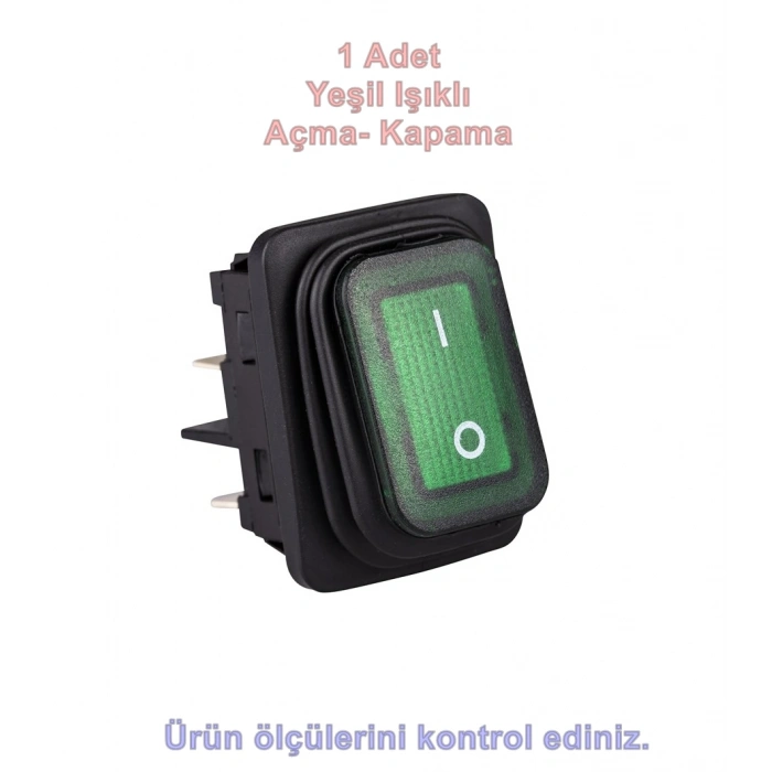 EMAS Geniş Körüklü Yeşil Işıklı Anahtar 16A 220v 0-1 IP65 (Suya ve Toza Dayanıklı)