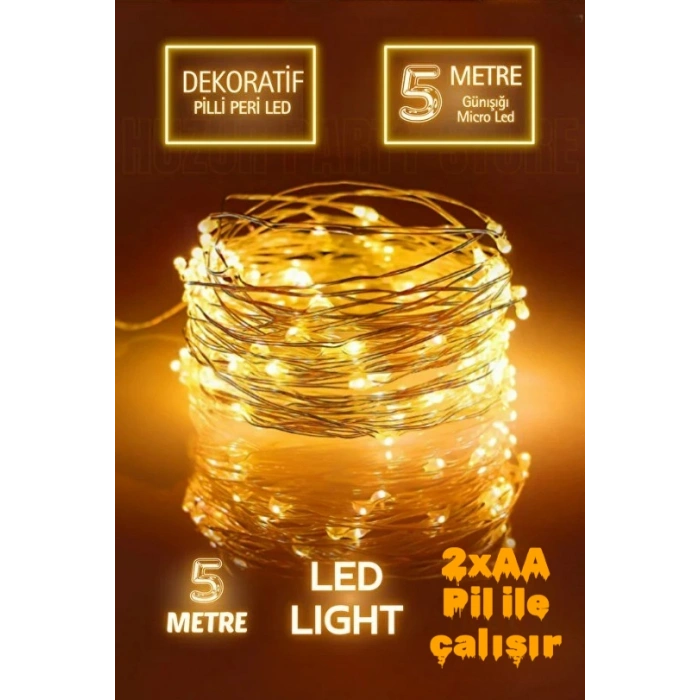 5mt Pilli Süsleme Ledi GÜNIŞIĞI Peri Led (5 Metrelik Gün Işığı Piller Hariç)
