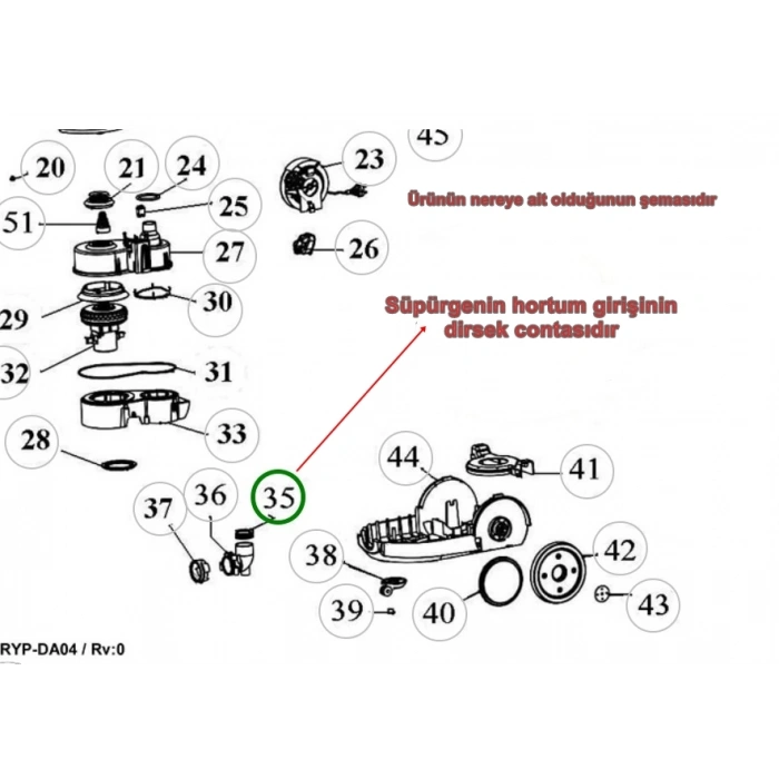 ARNİCA Bora Elektrikli Süpürge Hortum Giriş Dirsek Contası (Bora 4000 ve 3000 Modellere Uyumludur)