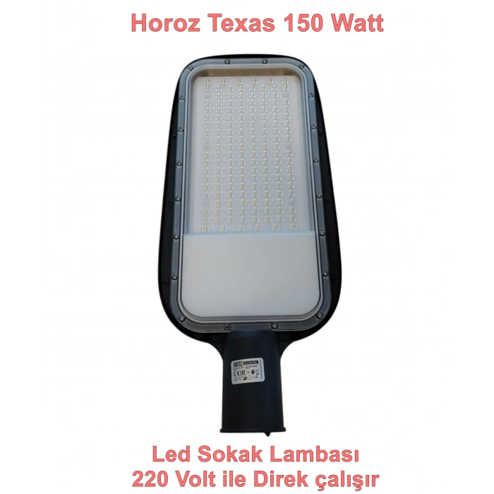 HOROZ Texas-150 150w Ledli Sokak Lambası Armatürü Beyaz Işık 6400k 220 Volt IP65