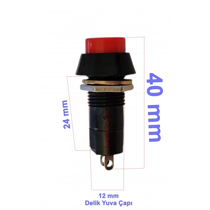 ENDER 12mm KIRMIZI Yuvarlak Kalıcı Çıt Çıt Buton Anahtar