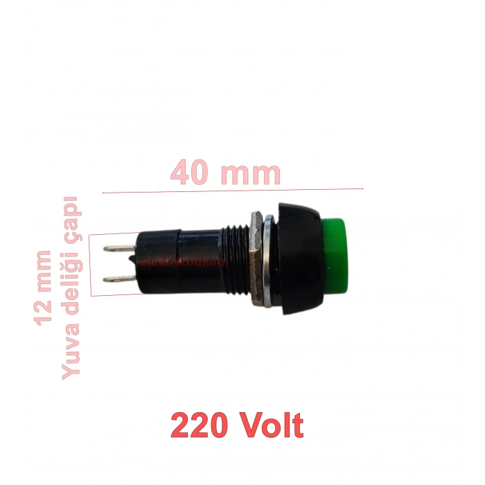 ENDER 12mm YEŞİL Yuvarlak Kalıcı Çıt Çıt Buton Anahtar