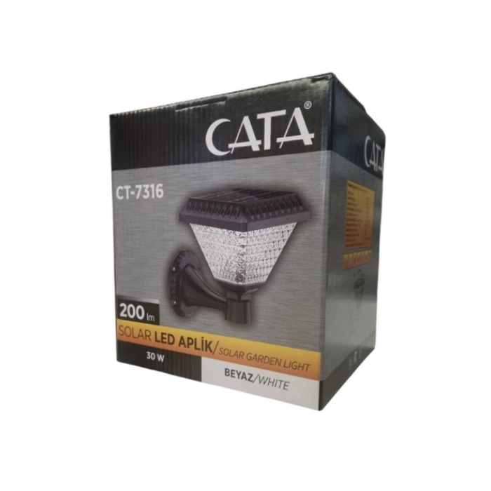 CATA 30w BEYAZ Işık Riva Solar Led Aplik Güneş Enerjili Şarjlı Armatür Lamba 6500k 200lm IP65