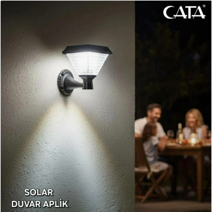 CATA 30w BEYAZ Işık Riva Solar Led Aplik Güneş Enerjili Şarjlı Armatür Lamba 6500k 200lm IP65