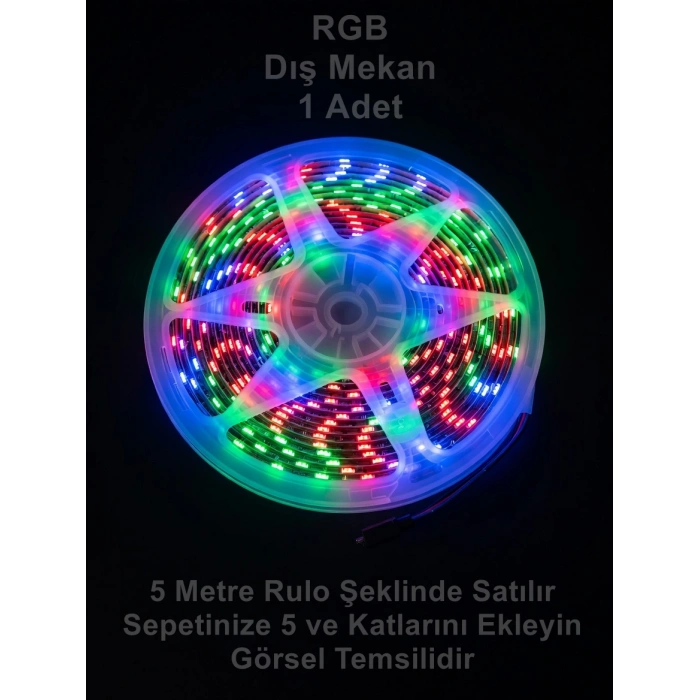 GLOBAL K2 RGB Dış Mekan Şerit Led 10 Çipli 1mt 12V Dc IP44 (60 led/1mt 12 Volt)