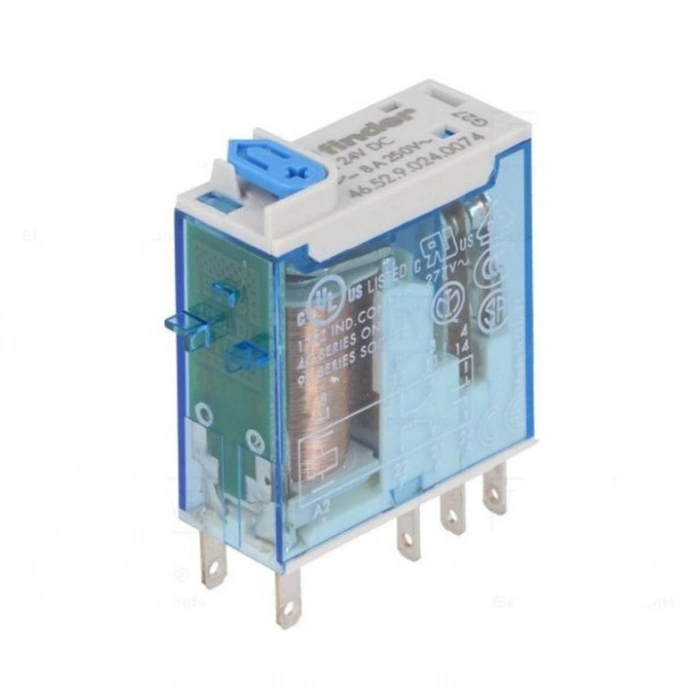 FİNDER 24v DC 8 Pinli Röle 2 Açık 2 Kapalı Kontaklı 8 Amper (Bobin 24 Volt Doğru Akım 8 Kalın Soket Ayaklı Role)