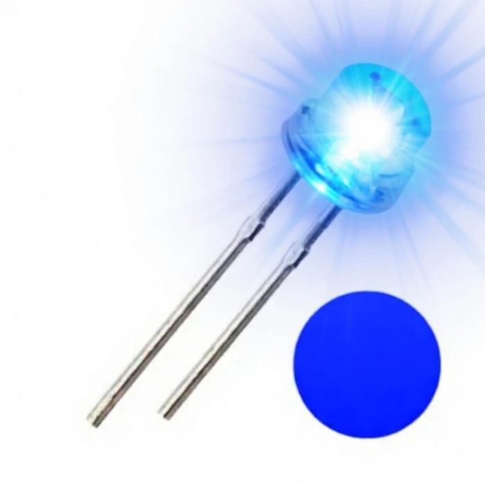 Şeffaf MAVİ Işık Mantar Led Diyot 3.5 Volt (1 Adet)