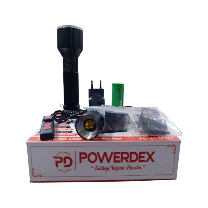 POWERDEX 30w Şarjlı Ledli Profesyonel Avcı Tüfek El Feneri 2400Lm 26650 Pil 6000mAh 3.7v IP65