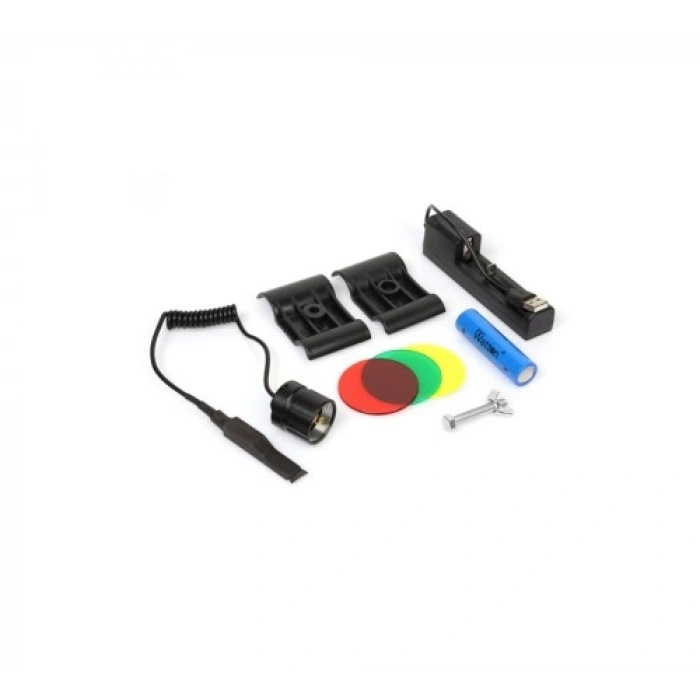 WATTON 3000lm Şarjlı Ledli Profesyonel Avcı Tüfek El Feneri 18650 Pil 5200mA 3.7v IP65