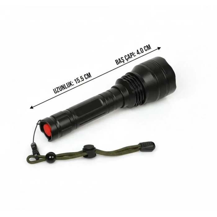 WATTON 3000lm Şarjlı Ledli Profesyonel Avcı Tüfek El Feneri 18650 Pil 5200mA 3.7v IP65