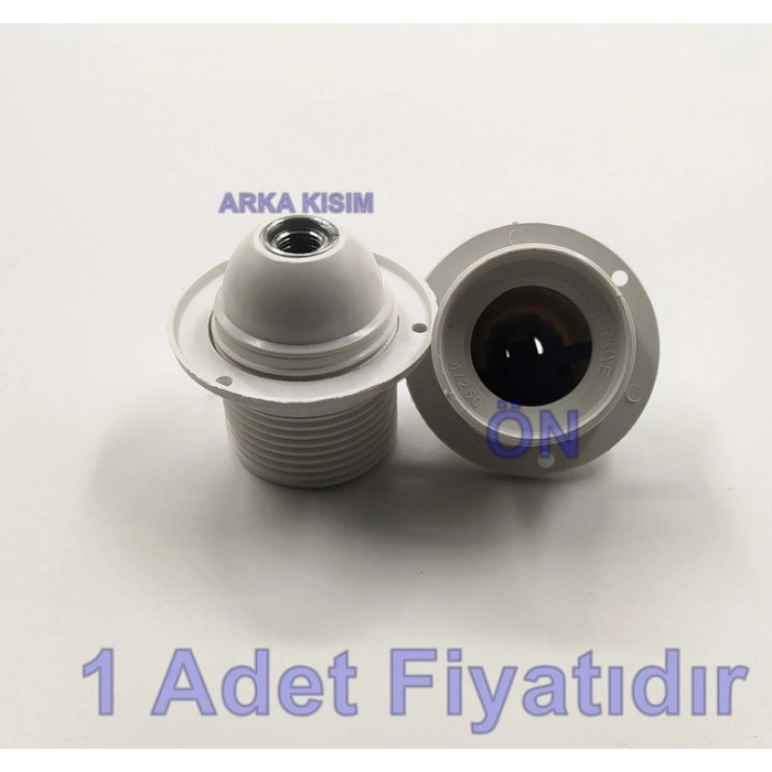 ÇETSAN İtalyan Duy E-27 Tam Diş BEYAZ Avize Duyu (Vidalı Kablo Bağlantısı)