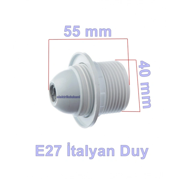 ÇETSAN İtalyan Duy E-27 Tam Diş BEYAZ Avize Duyu (Vidalı Kablo Bağlantısı)