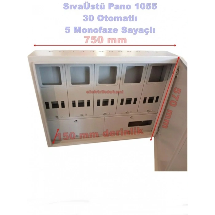 ÖZPA 1055 Sıva Üstü 5 Monofaze Sayaçlı 30 Otomatlı Elektrik Panosu IP40 S. Ü.