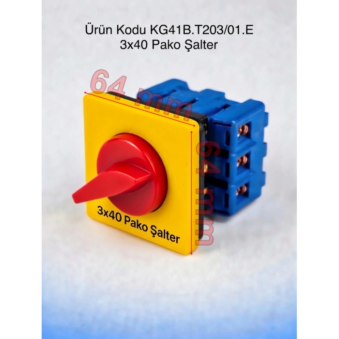 KRAUS & NAİMER 3x40A 3 Fazlı Trifaze Açıp Kapama Kilitlenebilir Emniyet Pako Şalteri (0-1 Aç Kapa 40 Amper)