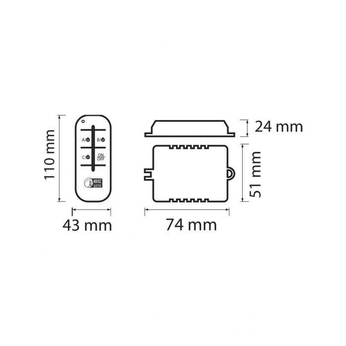 HOROZ Controller-4 4 Çıkışlı 4x1000w Avize ve Aydınlatma Kumandası 4Lü Wireless Kontrol 220 Volt IP20 (Dörtlü Kumanda 30-60 Metre Algılama)
