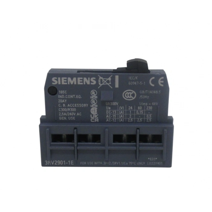 SİEMENS 1Nc+1No Kontaklı 2.5A Motor Koruma Şalteri Yardımcı Kontak Üstten Geçmeli Yatay (SIRIUS 3RV Modellerine Uyumlu)