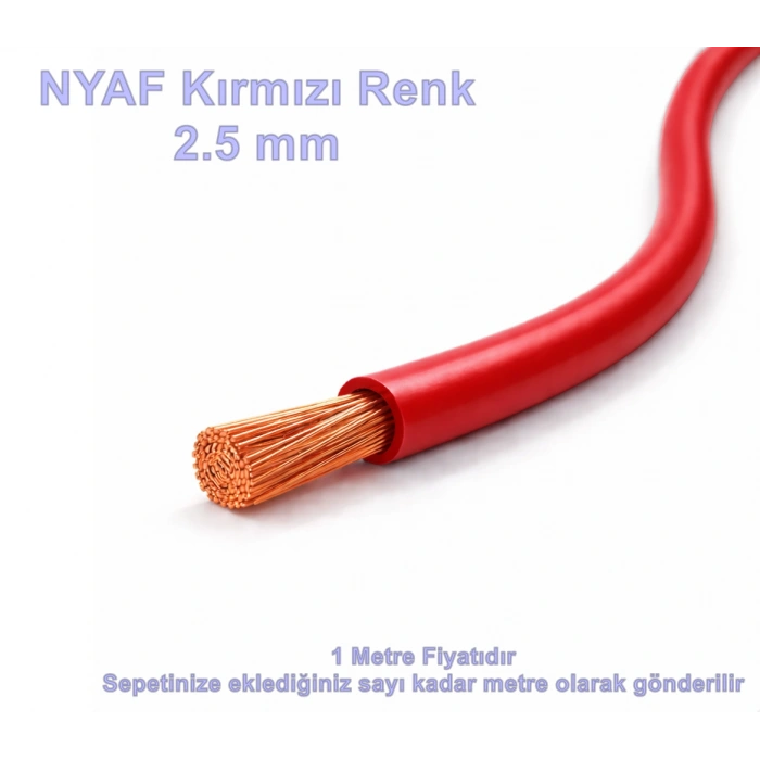 ÖZNUR 2.5mm NYAF KIRMIZI Kablo (Esnek Çok Telli Tekli TTR)