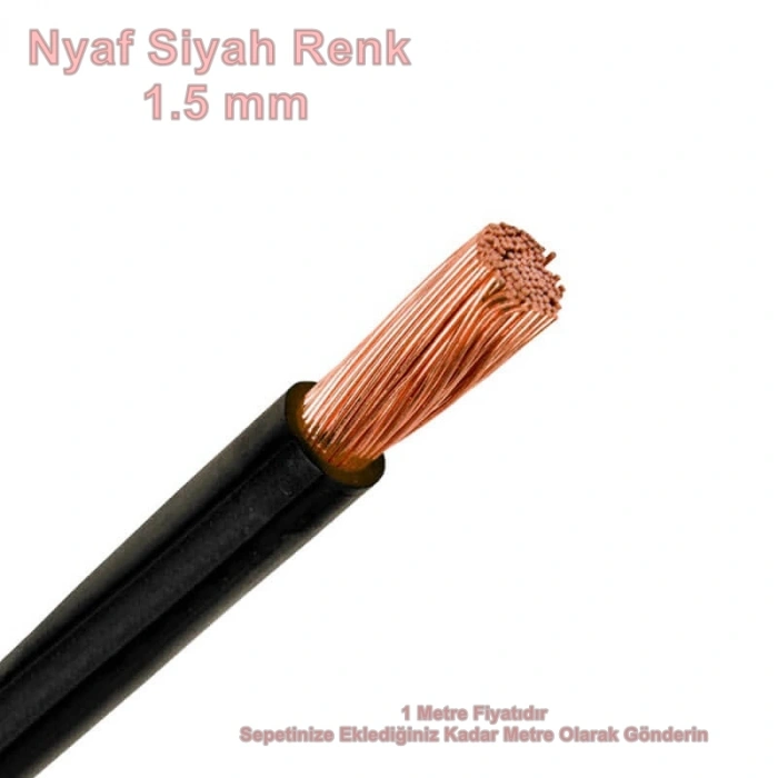 ÖZNUR 1.5mm NYAF SİYAH Kablo (Esnek Çok Telli Tekli TTR)