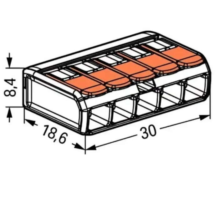 WAGO 5li Mandallı Tırnaklı Buat Klemensi 0.14-4mm Arası (Beşli Buat Klemensi)