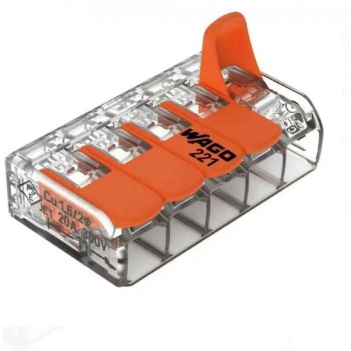 WAGO 5li Mandallı Tırnaklı Buat Klemensi 0.14-4mm Arası (Beşli Buat Klemensi)