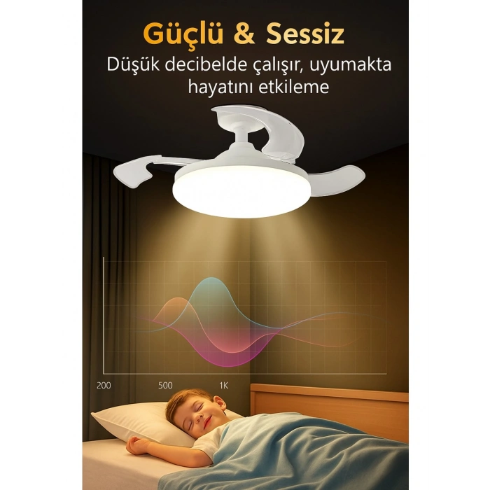 CATA Dolunay Fan Gizli Açılır Hayalet Pervaneli 72w Ledli Sıva Üstü Takılabilen 3 Kanatlı Kumandalı Tavan Vantilatörü