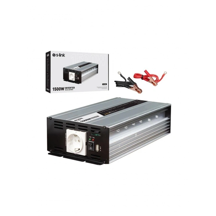 S-LİNK 12v - 220v Ac 1500w Çevirici Modified Sinus İnverter 1500 Watt (12 Volt Giriş 220 Volt Çıkış)