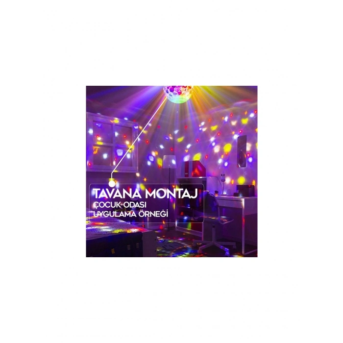 GENEL 360? Derece Çok Renkli Led Parti Küre Disko Topu Bluetooth + USB