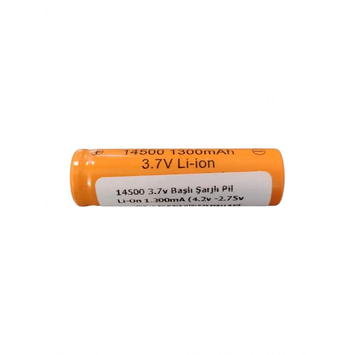 14500 3.7v Başlı Şarjlı Pil Li-On 1.300mA (4.2v -2.75v AA Normal Kalem Pil Boyutunda)