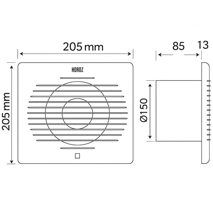 HOROZ Fan-150 150 lik Banyo ve Mutfak Havalandırma Aspiratörü Plastik Beyaz 20w IP20 220 Volt (Montaj Delik Çapı 150mm 15cm 6 İnç )