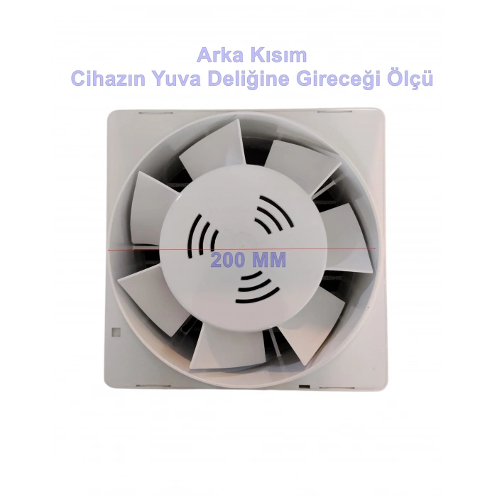 HOROZ Fan-200 200 lük Banyo ve Mutfak Havalandırma Aspiratörü Plastik Beyaz 40w IP20 220 Volt (Montaj Delik Çapı 200mm 20cm 8 İnç )