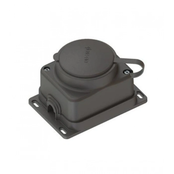 NEAD 1x16A Monofaze Kauçuk Kapaklı Sıva Üstü Topraklı Duvar Prizi 220v IP62