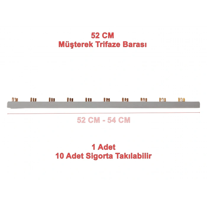 GWEST WOER İğne Tip 52cm Trifaze Müşterek Faz Otomat Barası 10 Modül 80A