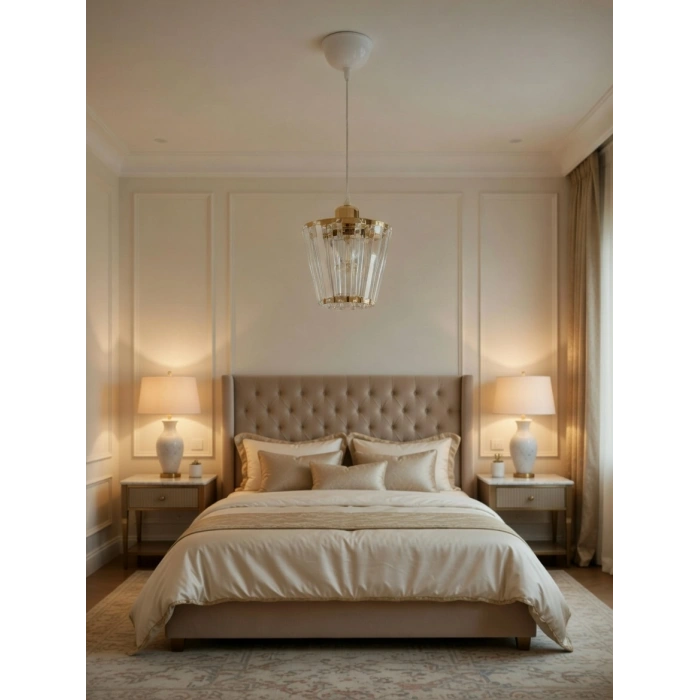 DMR Kristal Taşlı Konik GOLD Küçük Yuvarlak E-27 Duylu