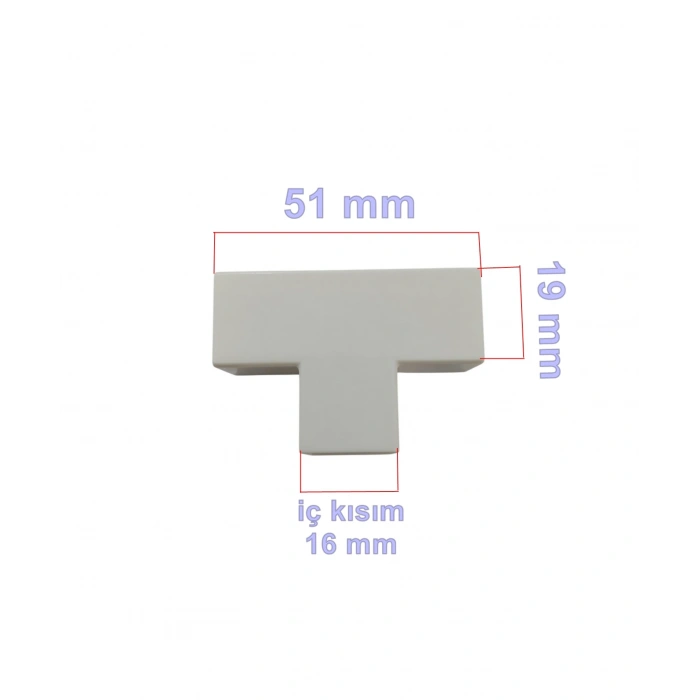 MUTLUSAN 16x16 Kablo Kanalı T Köşe Ek Parçası Plastik Beyaz