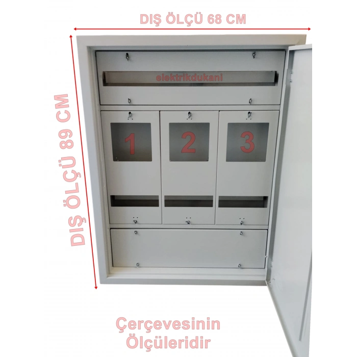 ÖZPA 1703 Sıva Altı 3 Trifaze Sayaçlı 45 Otomatlı Pano IP20 (S. A. Kompak Yerli)