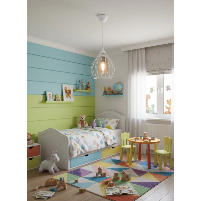 DMR Tekli BEYAZ Armut Tel Sarkıt Avize E-27