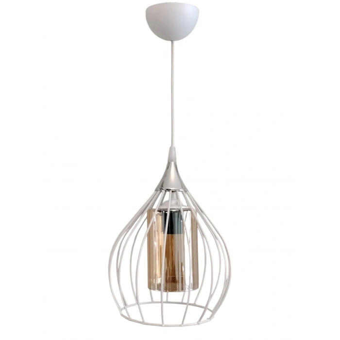 DMR Tekli BEYAZ Armut Tel Sarkıt Avize E-27