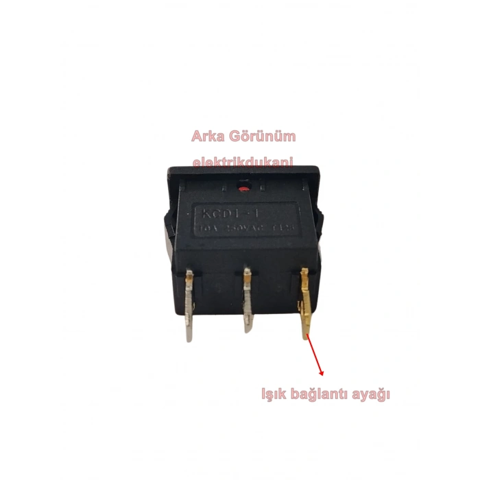 ENDER Işıklı KIRMIZI Mini Anahtar 3 Ayaklı 10A 220v IP40 (19x17mm Derinlik 20mm Dikdörtgen)