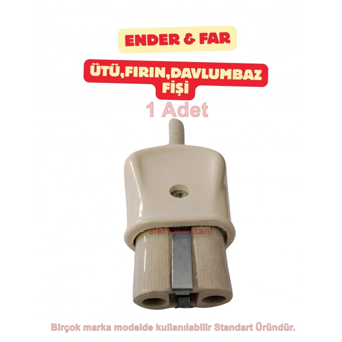ENDER FAR Porselen Topraklı Ütü Fişi (Davul Fırın Fişi)