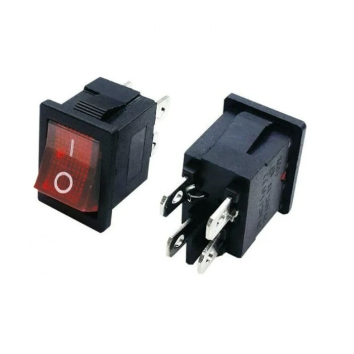 ENDER 0-1 Mini Geniş Işıklı Anahtar Kırmızı 4 Pinli