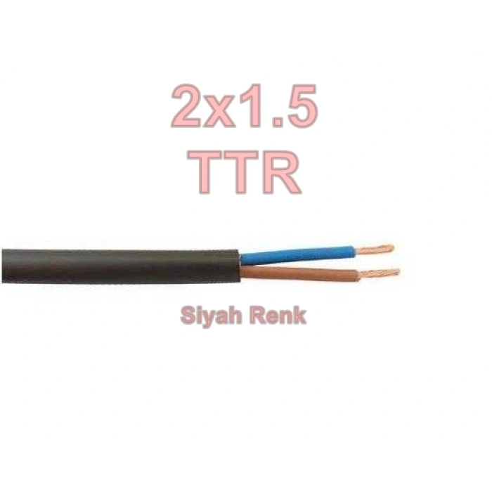 ALKAN 2x1.5mm TTR Elektrik Kablosu SİYAH (Çok Telli Esnek Kablo)
