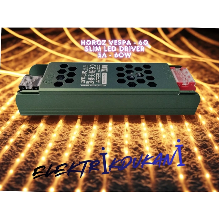 HOROZ Vespa-60 Süper Slim 12v Dc 5A Şerit Led Trafosu 60w IP20 (12 Volt 5 Amper 2.5mt ye Kadar Kullanım İçin Uygundur)