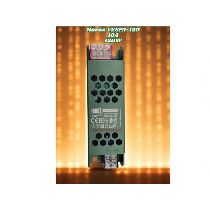 HOROZ Vespa-120 Süper Slim 12v Dc 10A Şerit Led Trafosu 120w IP20 (12 Volt 10 Amper 5mt ye Kadar Kullanım İçin Uygundur)