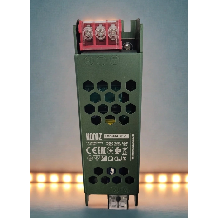 HOROZ Vespa-120 Süper Slim 12v Dc 10A Şerit Led Trafosu 120w IP20 (12 Volt 10 Amper 5mt ye Kadar Kullanım İçin Uygundur)