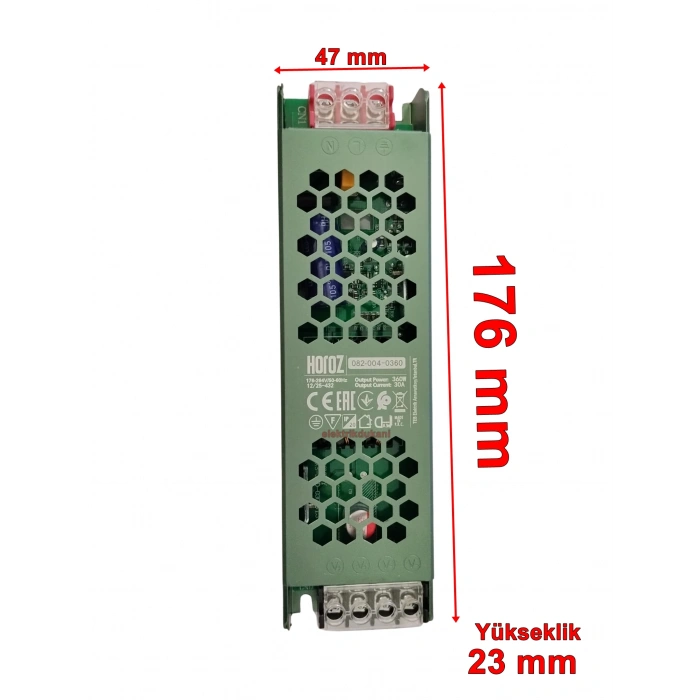 HOROZ Vespa-360 Süper Slim 12v Dc 30A Şerit Led Trafosu 360w IP20 (12 Volt 30 Amper 15mt ye Kadar Kullanım İçin Uygundur)